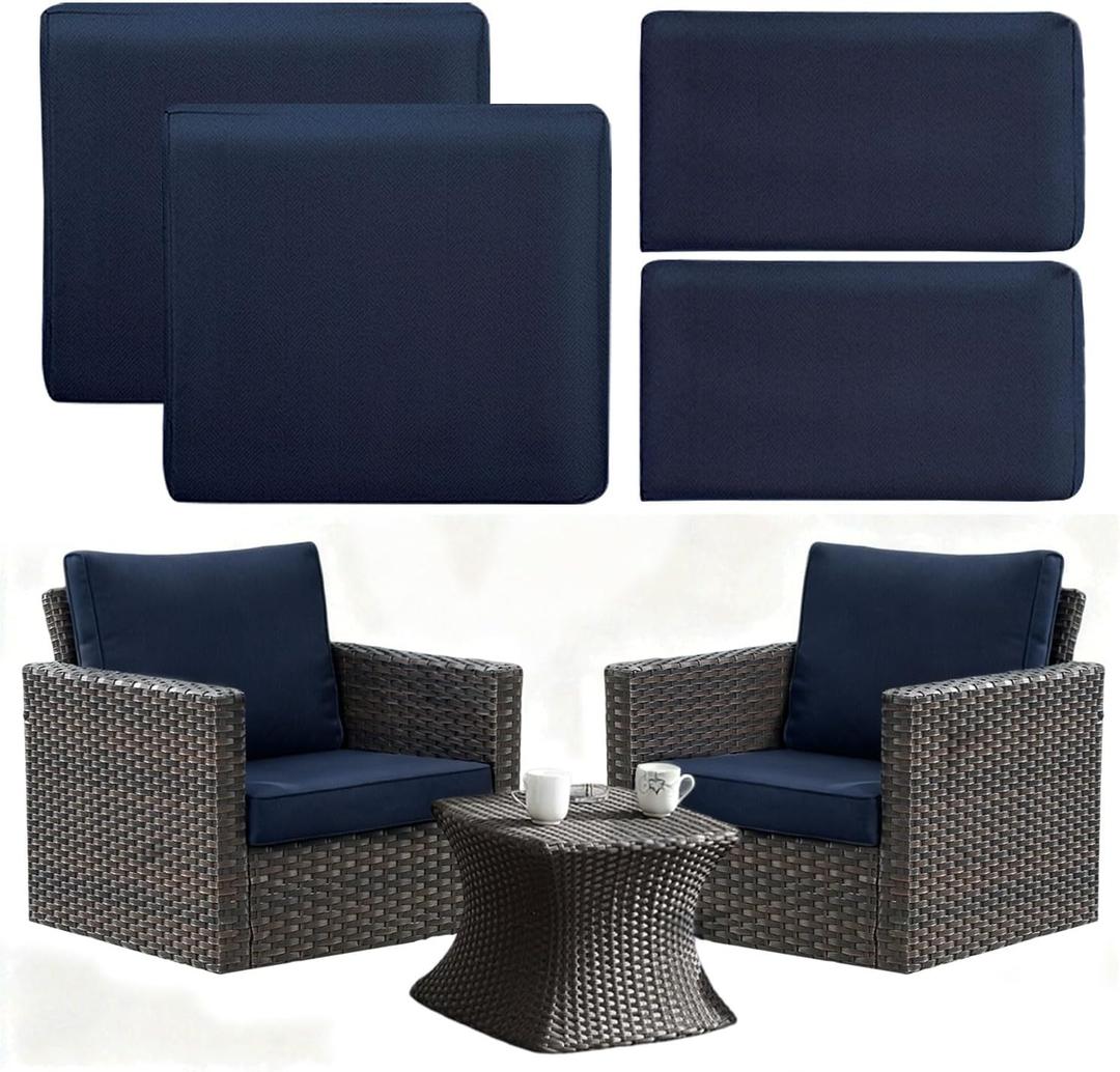 4Pcs Patio Cushion Covers Replacement, Couch Cushions Covers with Zippers, Waterproof Patio Furniture Cushion Slipcovers for Couches,Outdoor Patio Furniture (Navy Blue) (4 piece sets)