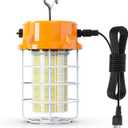 80W LED Temporary Work Light 12000Lm 5000K Construction Lights Led Work Light IP67 Dust Waterproof Portable Lights with Stainless Steel Guard Hook for Mine Wharf Job Site Garage Factory Lighting