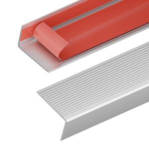 36" Metal Stair Nosing, Anti-Slip Stair Edge Protectors, Self-Adhesive Aluminum Stair Nose Guards, Stair Edge Trim for Indoor & Outdoor Stairs (Silver, 2pack)