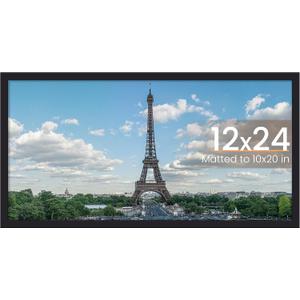 Upsimples 12x24 Picture Frame, Display Pictures 10x20 with Mat or 12 x 24 Without, Wall Hanging Poster Frames, Black, 1 Pack