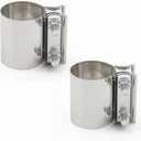2 Inch Exhaust Clamps, 2" Butt Joint Band Clamp Sleeve Connector Stainless Steel for Mufflers, Pipe, Catalytic Converters (2pcs, 2 inch)