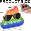2 x Colorful Poop Acrylic Sign 3.9x3.4 Inches, Cute Are You Pooping Desk Sign Decor, Funny Sunglasses Desk Signs for Bathroom Home Office Dorm Table Shelf, Acrylic Gifts for Women Coworker Friend Family