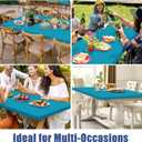 Spandex 4 Foot Rectangle Table Cloth 2 Pack, Elastic Fitted Tablecloths for Picnic, Stretch Washable Patio Table Cover for Outdoor, Camping, Banquet and Parties (Teal, 30"x48")