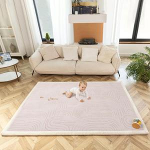 Hakuna Matte CloudSoft Baby Play Mat for Floor 60" x 80" Zen Garden – Coral Velvet Memory Foam Rug for Crawling & Cozy Play – Non-Slip, Water-Resistant, Easy-Care Tummy Time Mat, Playmat for Playpen