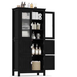 Akxomel 53.1" Tall Bathroom Cabinet 6 Doors Linen Floor Storage Cabinet, 22.8" W x 11.8" D x 53.1" H
