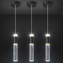 Pendant Ceiling Light Fixture for Kitchen Island, Black Gold Pendant Light Integrated Dimmable LED Hanging Light with Bubble Crystal Pendant Light Modern Pendant Lights Kitchen Island (Pack of 3)