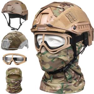 SANYETS Airsoft Helmet, Tactical Fast Helmet with Helmet Cover, Airsoft Balaclava Mask, Army Costume Adults, Airsoft Tactical Protection Gear