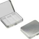 2Pcs Small Pill Case with Mirror 3 Compartment Metal Pill Box for Purse and Pocket,Portable for Daily Vitamins and Medication(Silver)