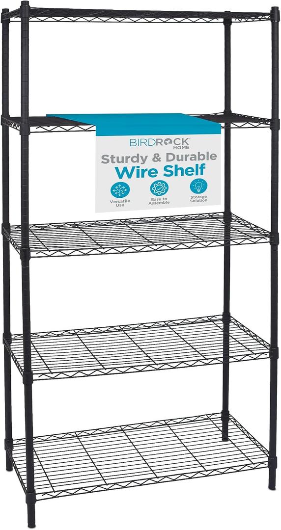 Internet's Best 5-Shelf Adjustable Wire Shelving | Heavy Duty Storage Rack | Metal Shelf for Garage, Restaurant, Industrial Use - Wide Unit Shelves, Sturdy Steel Frame | Black | 36" W x 18" D x 72" H