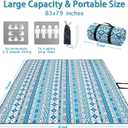 PY SUPER MODE Picnic Blankets Extra Large, Waterproof Foldable Outdoor Beach Blanket Oversized 83x79” Sandproof, 3-Layer Picnic Mat for Camping, Hiking, Travel, Park, Concerts(Teal Boho)