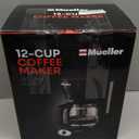 Mueller 12-Cup Drip Coffee Maker - Borosilicate Carafe, Auto-Off, Reusable Filter, Anti-Drip, Keep-Warm Function, Clear Water Level Window Coffee Machine, Kitchen Essentials & Accessories (Black)