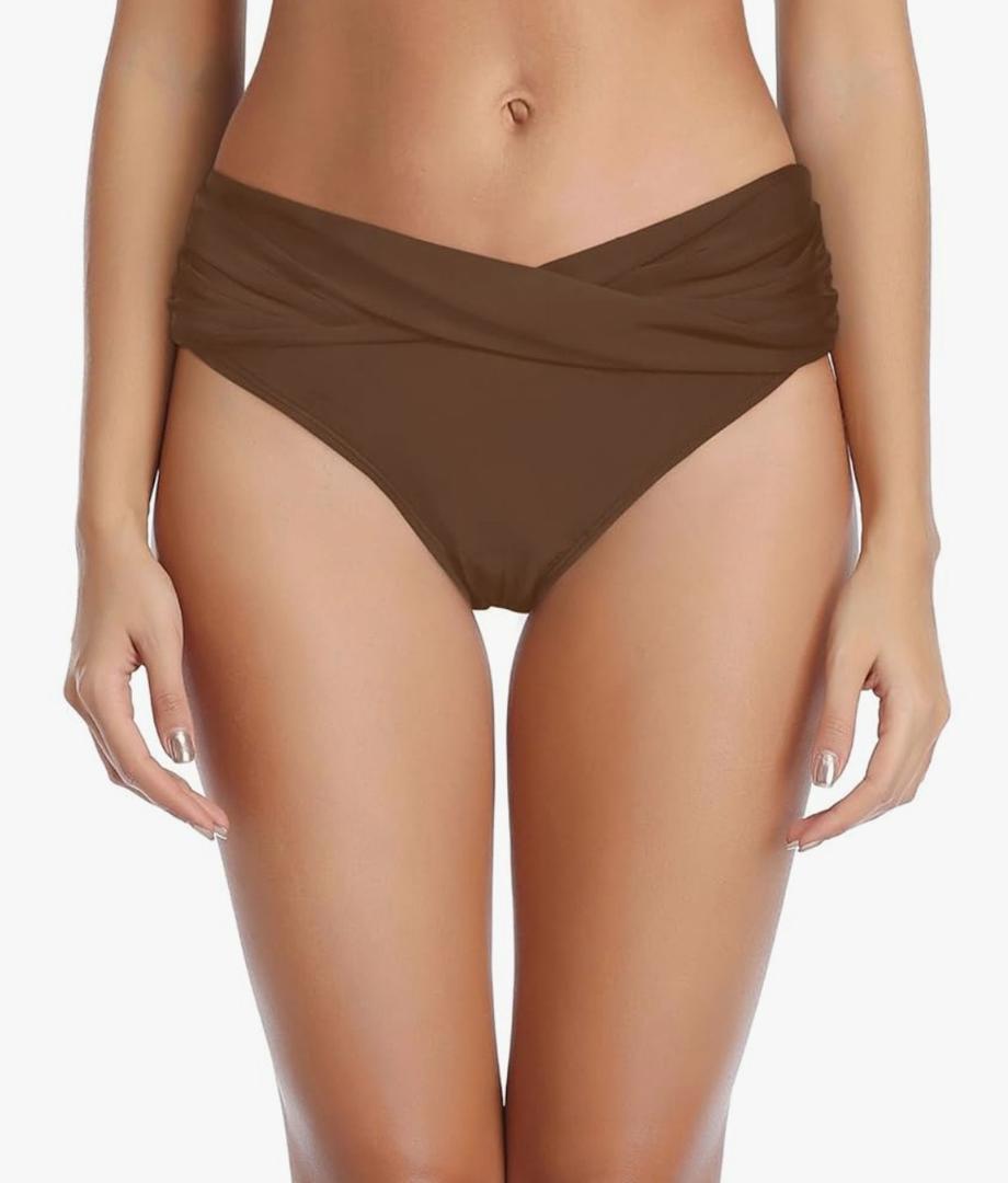 Tempt Me Women Twist Bikini Bottom Moderate High Cut Bathing Suit Bottoms Ruched Swimsuit Bottom Medium