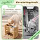 Elevated Dog Bowls, Adjustable Raised Dog Bowl Stand for Large and Medium Pet, 15" High Bamboo Pet Food Feeder with 2 Stainless Steel Dishes6 Heights