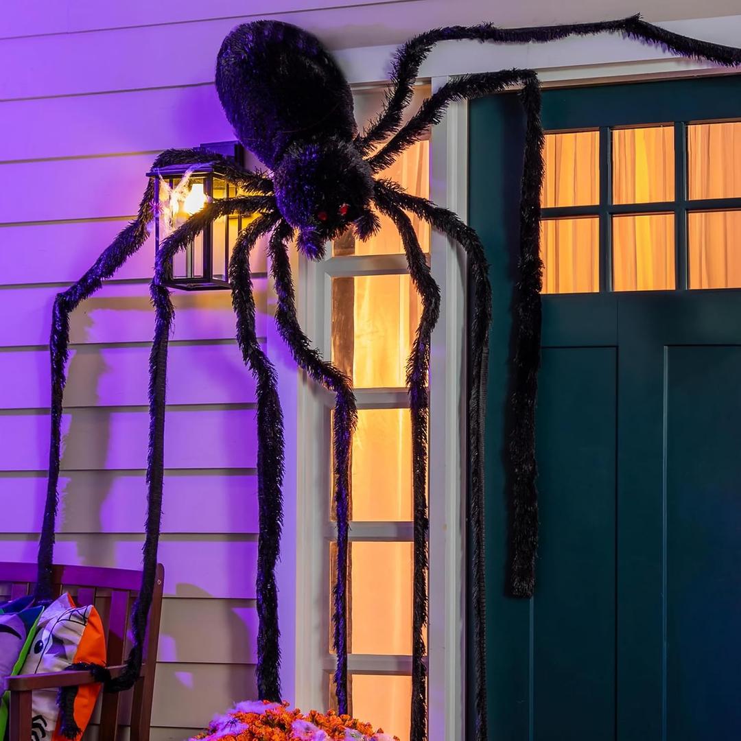 Evergreen Garden 12 Foot Giant Black Spider with Flexible Dangling Legs, Halloween Decoration for Outside Roof, Porch, Yard, Outdoor Weatherproof Decor for Spooky Scary Haunted House Costume Party