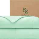 SE SOFTEXLY Cooling Comforter Queen Size, All Season Lightweight Summer Blanket for Hot Sleepers & Night Sweats, Breathable Soft Bedding, Silk Smooth Finish, 90"x90", Mint Green