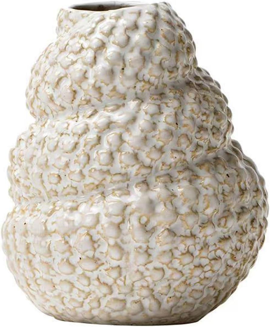 Unique White Ceramic Conch Vase - Cute Wabi-Sabi Style Handmade Flower Vase, Charming Modern Boho Ins Style Decorative Vases for Flowers, Great for Living Room, Shelf, Bookshelf and Entryway Décor