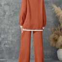 ZESICA Womens Casual 2 Piece Outfits Sweater Sets Long Sleeve Pullover Tops Wide Leg Pants Lounge Set (Orange, M)
