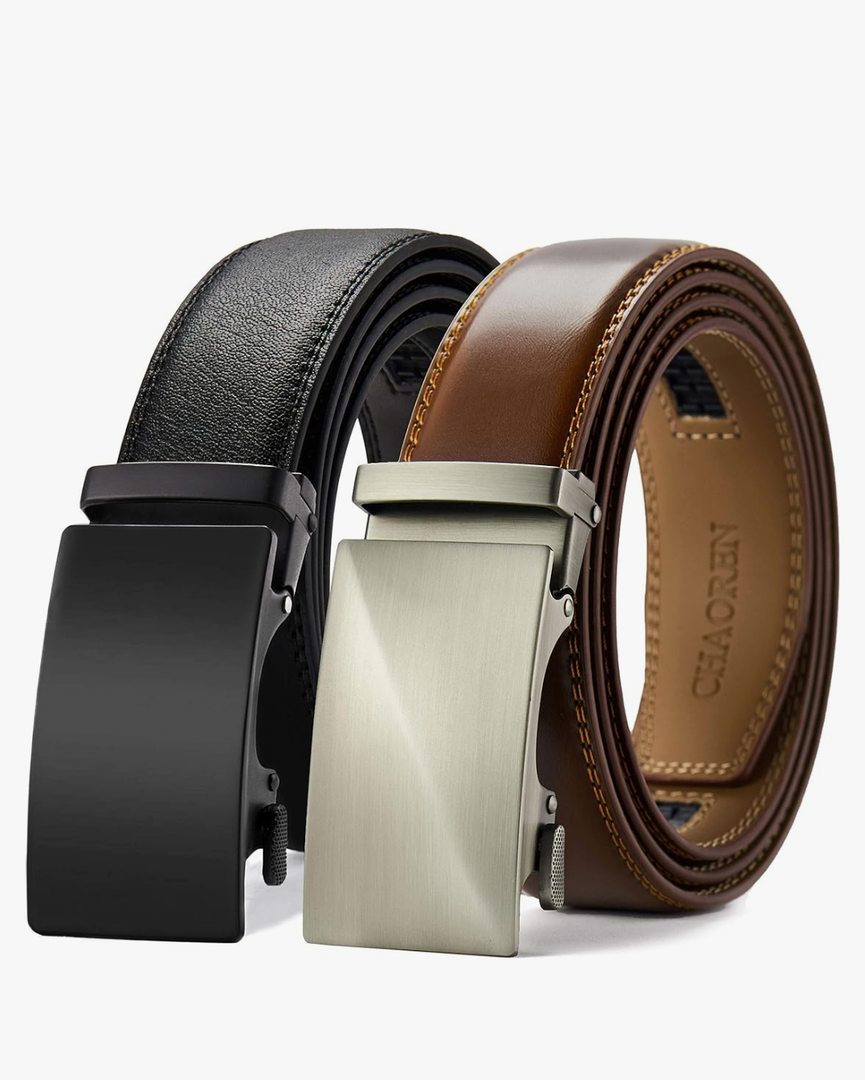 CHAOREN Leather Ratchet Belt Men 2 Pack - Customizable Fit, Effortless Style (35mm), Size 42" to 48"
