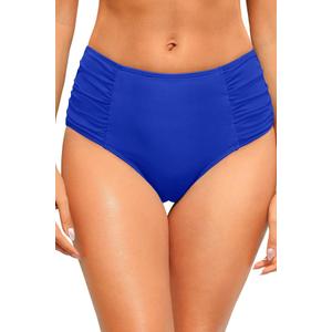 Zmart Women High Waist Bikini Bottoms - Full Coverage Ruched Bathing Suit Swim Bottom Swimsuits Swimwear Royal Blue M (Blue, M)