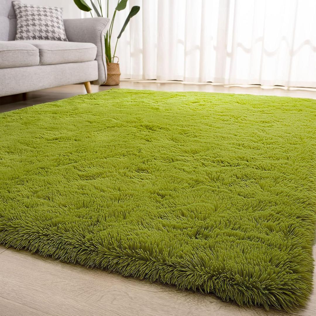 Kelarea Area Rug for Living Room, 5x8 Non-Slip Green Rug Fluffy Soft Shag Rugs, Fuzzy Shaggy Plush Carpet for Bedroom, Nursery Rooms, Home Dorm