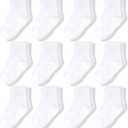 CozyWay Baby & Toddler Socks With Grippers Non Slip Crew Grip Socks for Girls and Boys Soft Comfy Cotton - 12 Pack (6-12 Months, White)