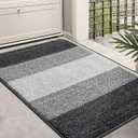 Rug Black Grey and White Doormat Concise Style Low-Profile Entrance Door Mat in Any ocasion 18x30 inch Suit for Indoor or no Wind Blowing ares Welcome mat,Front or doordecor (1'6" x 2'6" (Rectangular), Picure7)
