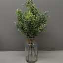 Fake Real-Touch Eucalyptus in Glass Vase with Faux Water  Realistic Faux Greenery Decor, 18" Tall, Artificial Eucalyptus Arrangement for Home, Farmhouse, Kitchen, Bathroom, Office