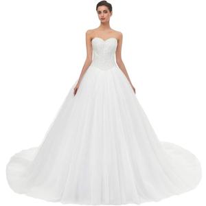 Likedpage Sweetheart Tulle Ball Gown Wedding Dress, A-line Bridal Gown with Train