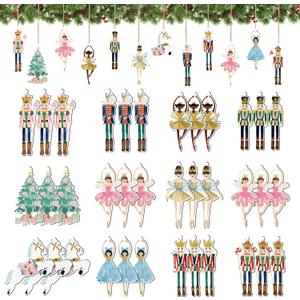 Horaldaily Christmas 36 Pcs Wooden Party Hanging Ornaments, The Nutcracker Hanging Decor for Christmas Xmas Winter Holiday Party Decorations