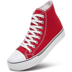 ZGR Womens High Top Canvas Sneakers,Lace-up Canvas Shoes,Casual Tennis Walking Shoes, Size 9