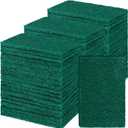 Hoolerry 100 Pcs Heavy Duty Scouring Pads Non Scratch Household Scrub Pads for Cleaning Reusable Pan Scrubber Anti Grease Scrubbing Pads for Dish Kitchen Metal Grills, 4.3 x 3 x 0.3 in (Green)