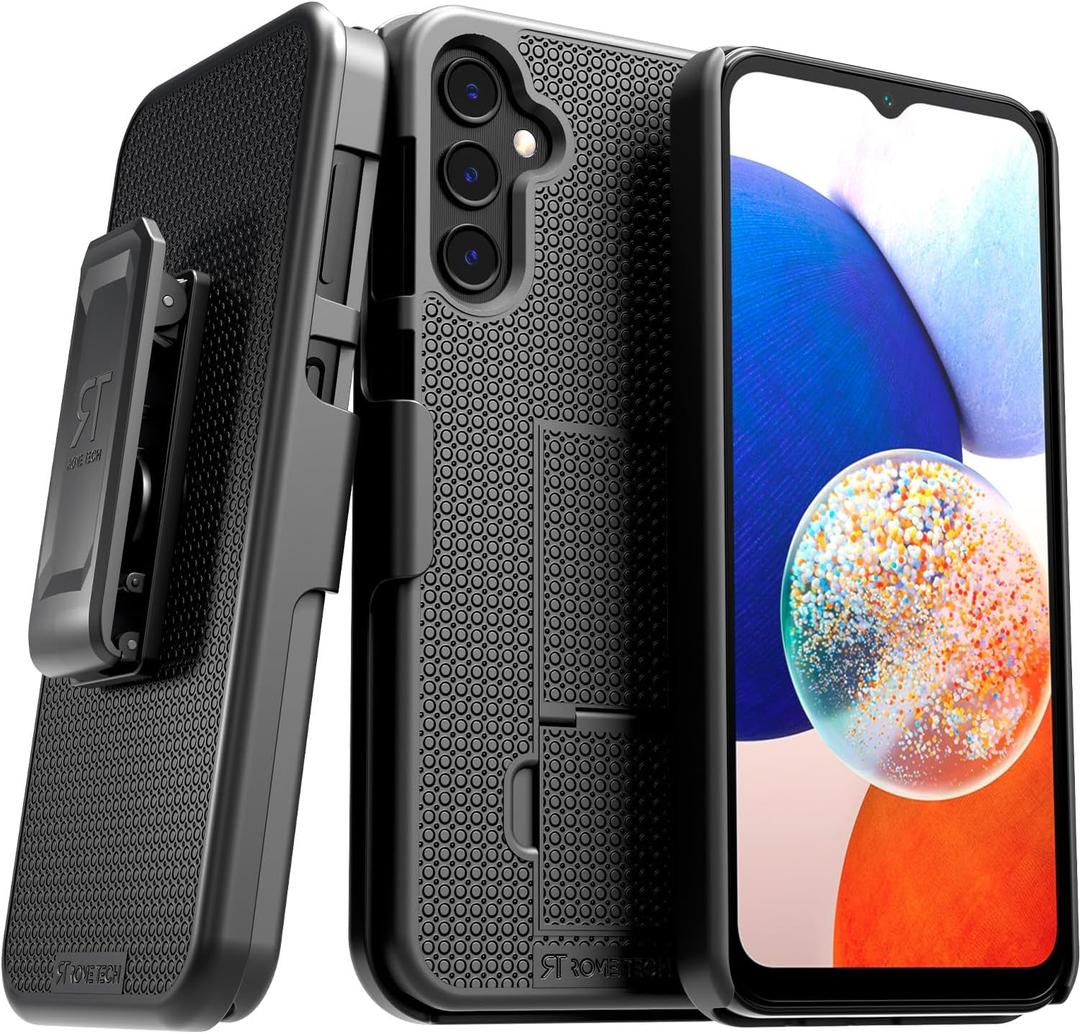 Designed for Samsung Galaxy A14 5G Case with Belt Clip Holster - Kickstand Cover Phone Case - Black