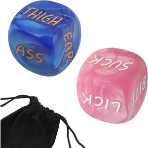 10 x Romantic Naughty Dice Set for Adults Couple Funny Dice Couples Game for Anniversary Valentines Wedding Gift,Couple Game Choices,36 Ways to Play (Pink+Blue)