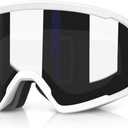 Ski/Snowboard Goggles for Men Women, OTG Snow Goggles Anti Fog 100% UV Protection Snowboarding Goggles (A04-white/Revo Silver)