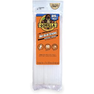 Gorilla Hot Glue Sticks, Clear Glue, Mini Size 8" Long x 0.27" Diameter, 25 Count (Pack of 1) - Safe for All Temperatures with Extended Working Time