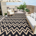OLANLY Waterproof Outdoor Rug 8x10 ft Clearance, Reversible Outdoor Plastic Straw Rug, RV Mat, Indoor Outdoor Carpet for Patio, Camping, Balcony, Deck, Backyard, Black & Beige