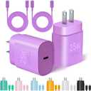 Type C Charger Fast Charging, 2Pack [10FT&6FT] Long USB C Cable with 25W Phone Super Fast Charger Block Compatible with Galaxy S25/S24/Plus/Ultra,iPhone 15/16/17/Air/Plus/Pro Max (Purple)