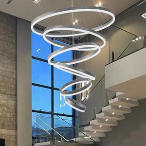 Large 6 Rings High Ceiling Chandelier with Remote, Dimmable Sliver Led Chandelier for Living Room High Ceiling,Luxury Big Contemporary Staircase Foyer Entryway Chandeliers D31.5 inch (Silver)