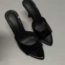 Coutgo Womens Heeled Mules Pointed Peep Toe High Heels Slip On Backless Mule Sandals Dress Shoes, Black, Size 6