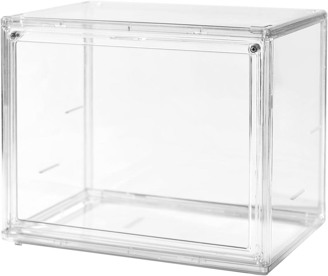 Clear Acrylic Display Case with Magnetic Attraction Lid, Dustproof Book & Cosmetic Display Cases, Large Figures Collectibles Showcase, Shoe Box, Bag Organizer