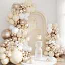 White Sand Champagne Gold Balloon Arch Kit, 143Pcs Metallic Champagne Gold Neutral Balloons Garland Arch Kit Confetti Balloons for First Communion Anniversary Engagement Wedding Birthday Decorations
