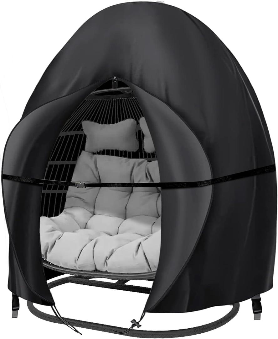 Patio Chair Cover, 91x80 Inches, Extra Large Double Egg Chair Cover for Outdoor Furniture, Heavy Duty Swing Hanging Egg Chair Cover Waterproof, Anti-UV, Dust-proof( Black )