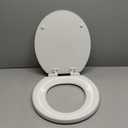 KOHLER Stonewood Quiet-Close Round Toilet Seat, Slow Close Design, Durable Wood, Easy Installation, Universal Fit, White Finish, K-20467-0