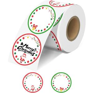 JOYIT 2'' Christmas Thermal Labels - 600pcs Round Thermal Printer Labels with Dot Border, Waterproof Thermal Printer Stickers for Logo Design, Name/Price Tag, Thanks Card, Address, QR Code (White)