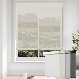 Persilux Free-Stop Cordless Solar Window Roller Shades Light Filtering Roller Blinds for Windows 5% Openness See Through UV Protection Solar Shades for Windows Shades for Home (Beige, 25" W x 72" H)