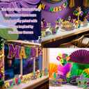 Youyole 6 Pieces Mardi Gras Wooden Table Decorations Carnival Glitter Wood Tiered Tray Decor Rustic Mardi Gras Decorations for Office Desk Farmhouse Home Kitchen Tray Decor Shelves Table Centerpiece