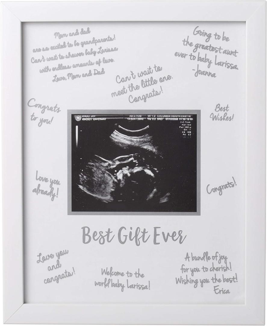 Tiny Ideas Sonogram Signature Frame - Ultrasound Picture Keepsake, Gender Neutral Baby Shower Decor, First Time Moms Pregnancy Gift, Guest Book Alternative, Ideal for Nursery, Marker Included