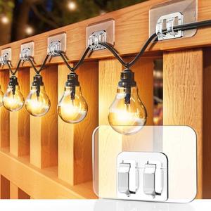 Galetcy Hooks for Outdoor String Lights - 50 Pack with Adhesive Strips - No Damage, No Tools, No Holes, Waterproof and UV-Resistant, Perfect for Christmas and Patio Decor 6 Boxes