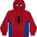 Marvel Superheroes Boys Zip-Up Fashion Hoodie for Kids, Boys Spider-Man & Avengers Cosplay Hooded Sweatshirt for Kids (10-12, Red)