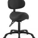 Pneumatic Swivel Rolling Saddle Chair with Wheels and Ergonomic Back Support for Hair Stylist, Dental Hygienist, Hygienic Clinic, Spa, Massage, Home, Office - 510 KOA (Black, Standard)